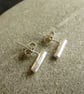 Small Silver Bar Earrings, Minimalist Studs, Contemporary Jewellery - Image 3