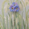 Blue FORGET-ME-NOTS PIN Wedding Corsage Masonic Lapel Flower HAND PAINTED