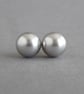 10mm Silver Glass Pearl Stud Earrings - Large Light Grey Studs - Jewellery Gifts - Image 2
