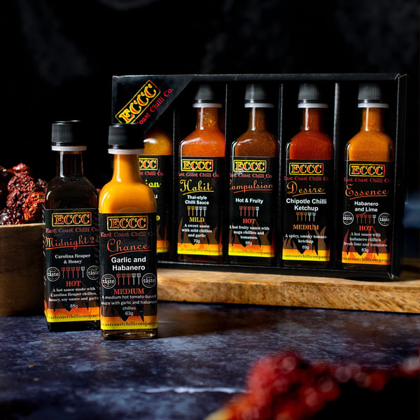 Mini Hot Sauce Gift Set - 5 of our hottest Artisan Chilli Sauces - 60ml Bottles 