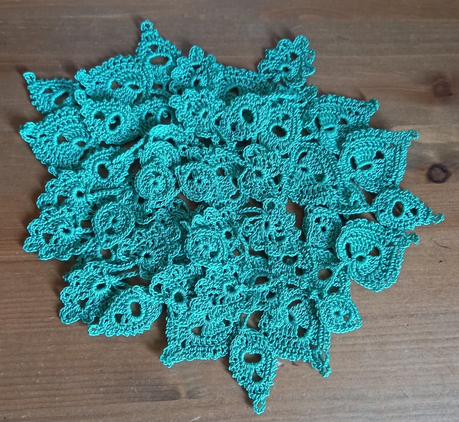 BUMPER PACK OF 50 HANDMADE GREEN LEAVES - 100% COTTON -  FOR CRAFTS