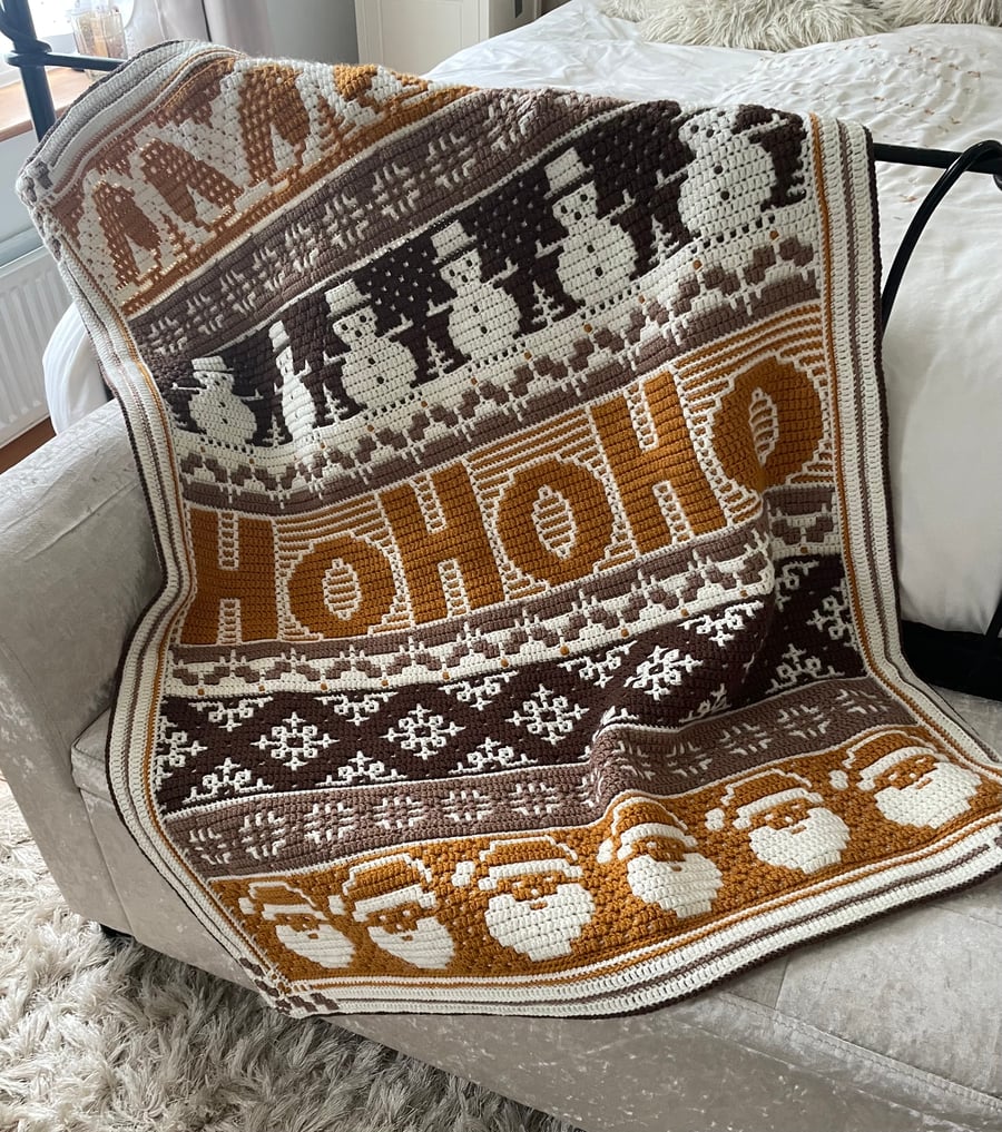 Handmade crochet Christmas blanket