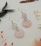 Handmade polished rose quartz dangle earrings with sterling silver hooks