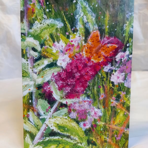 Butterfly bush - painted art greeting card
