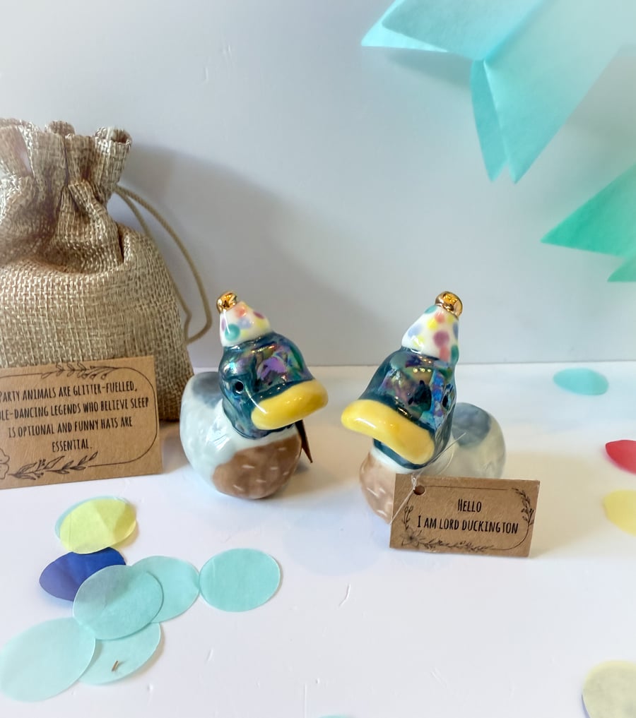 Handmade porcelain party duck 