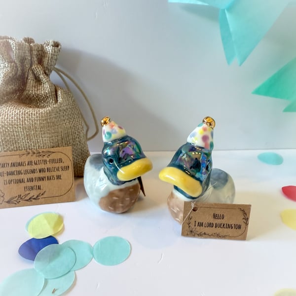 Handmade porcelain party duck 