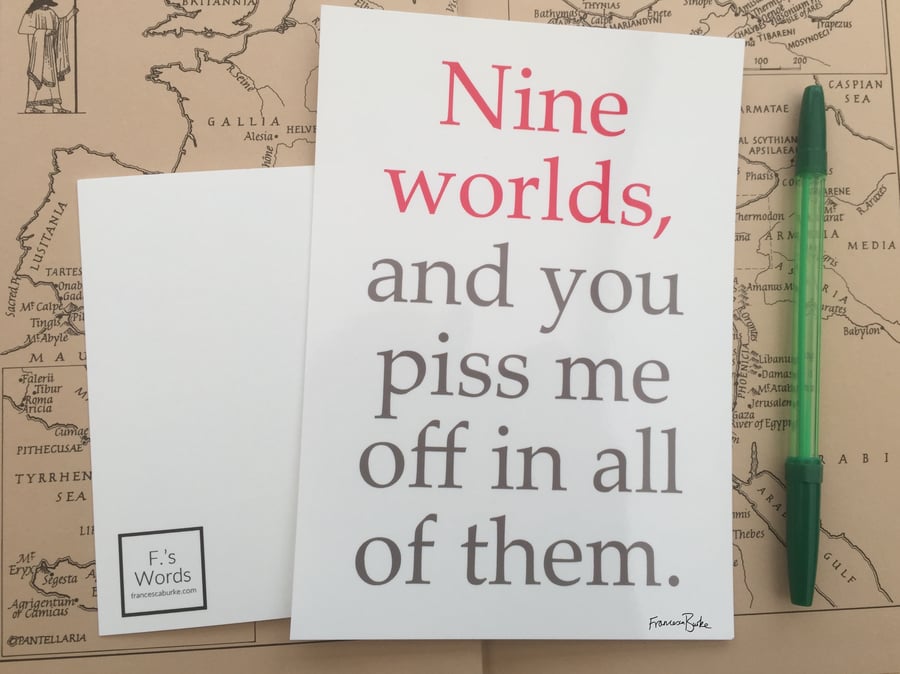 Nine Worlds... Norse Mythology Funny Alternative Birthday, Anniversary Card