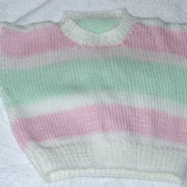 Hand knitted pastel striped jumper for 6 month baby