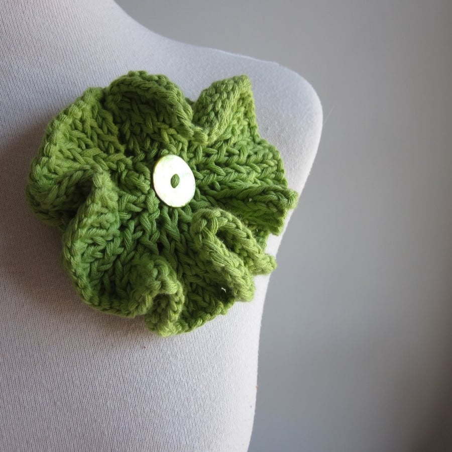 Celery Green Knitted Flower Corsage