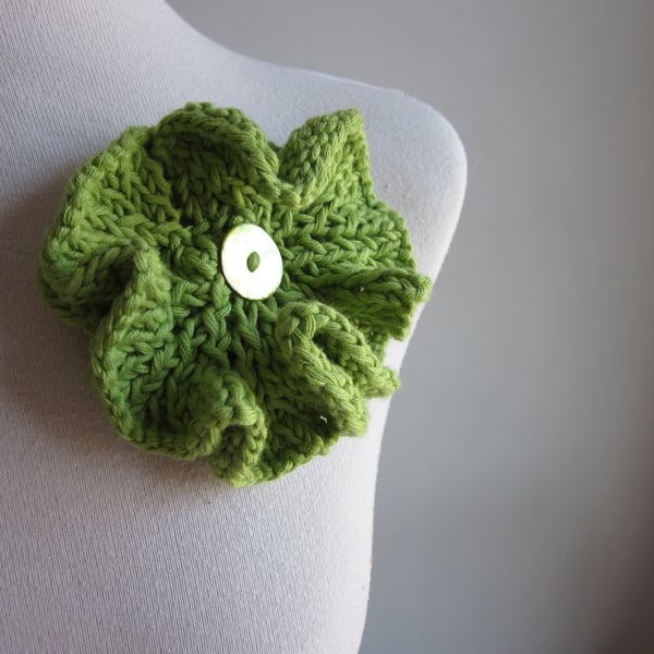 Celery Green Knitted Flower Corsage