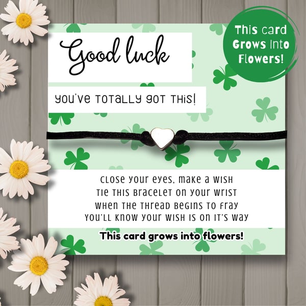 Wish String Bracelet With Plantable Packing Card, Good Luck Gift, Handmade