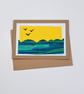 Blank Seaside Coastal Greetings Card - Fabric Card - Birthday Card
