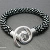Silvery Black Diamond Beaded & Braided Kumihimo Bracelet - NEW LOWER PRICE
