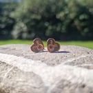 Taurus Copper and Sterling Silver Heart Earrings