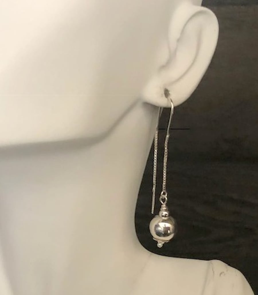Large Ball Sterling Silver Threader Earrings