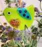 Fused Glass Lime Green Bird - Image 1