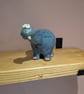 Diplodocus, blue and green, ceramic dinosaur 
