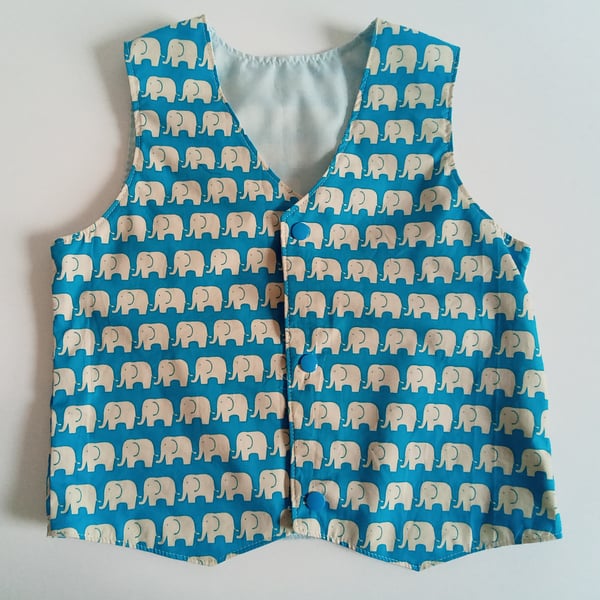 Elephant Waistcoat, Age 3 years, boys waistcoat, boys clothing, waistcoat 