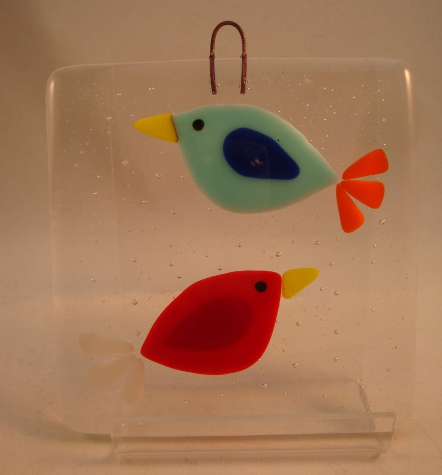 Fused Glass Hanging Decoration - Tweety Birds