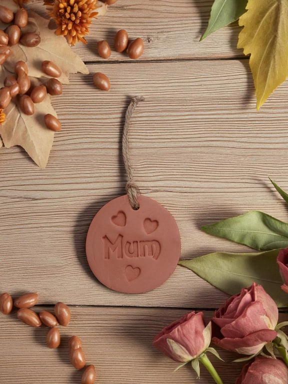 Mum and Hearts Round Terracotta Hanging Aromatherapy Diffuser
