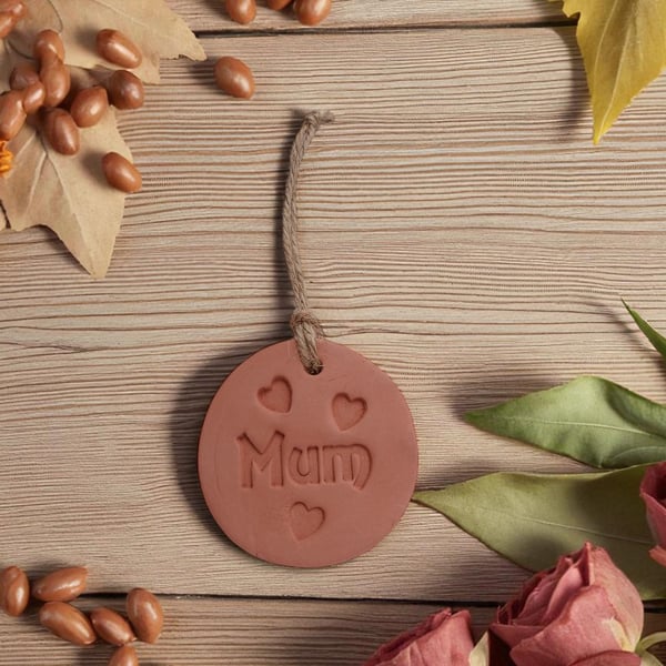Mum and Hearts Round Terracotta Hanging Aromatherapy Diffuser