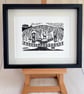 Bradgate Park- Memorial Wood Lino Print- Black and White - Image 2