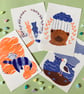 Plesiosaur Fairy - A6 risograph print in Blue and Orange  - Image 4