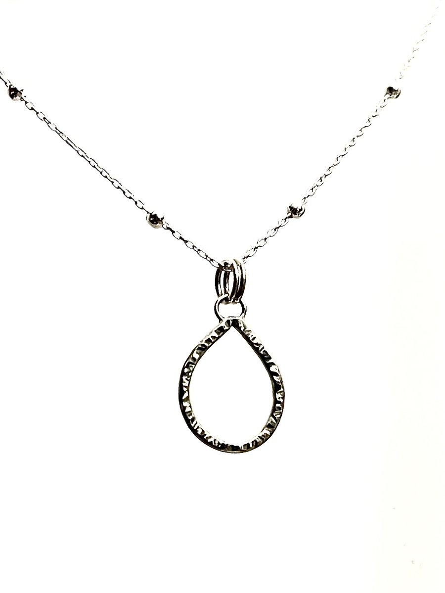 Sterling Silver Hammered Teardrop Pendant