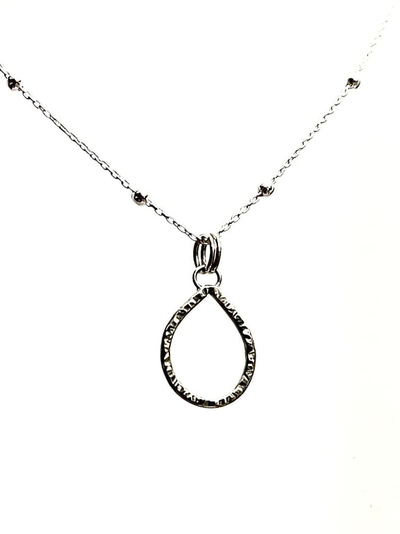 Sterling Silver Hammered Teardrop Pendant