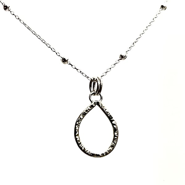 Sterling Silver Hammered Teardrop Pendant