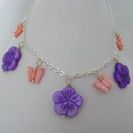 Purple Shell Flower Anklet