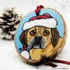 RESERVED FOR TUANA - Festive Puggle - Hand Painted Wood Xmas Tree Decoration