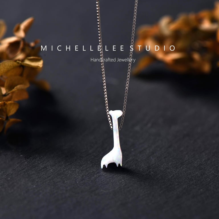 Giraffe Opal Necklace With 925 Sterling Silver Chain