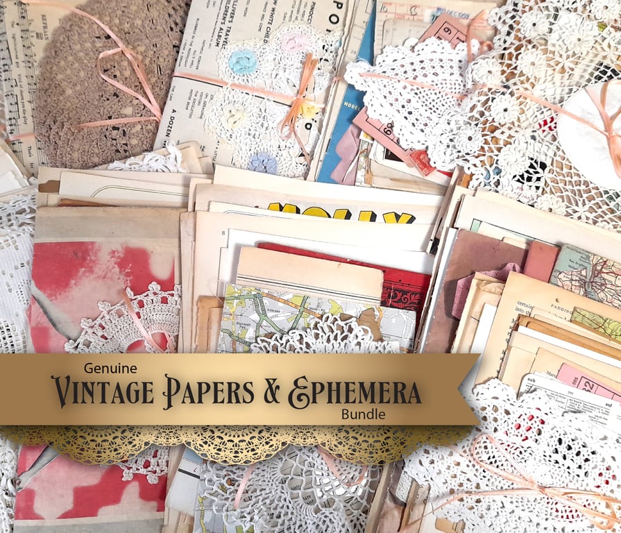 Old Vintage Papers and Ephemera Junk Journal Bundle