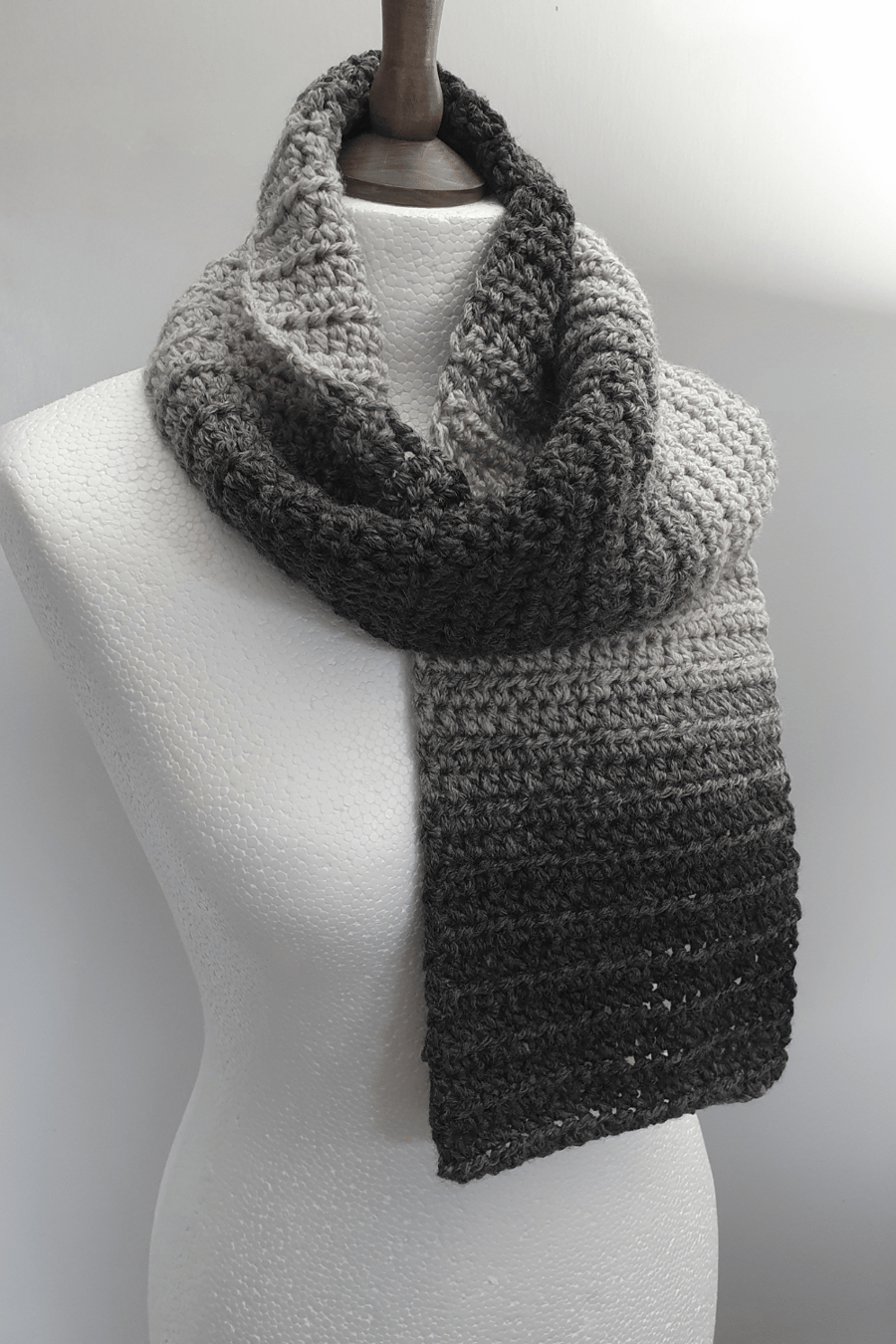 ladies Scarf Shades of Grey Ombre Style 