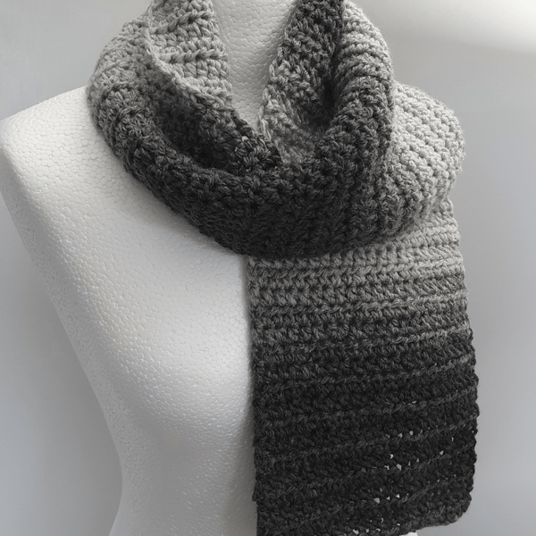 ladies Scarf Shades of Grey Ombre Style 