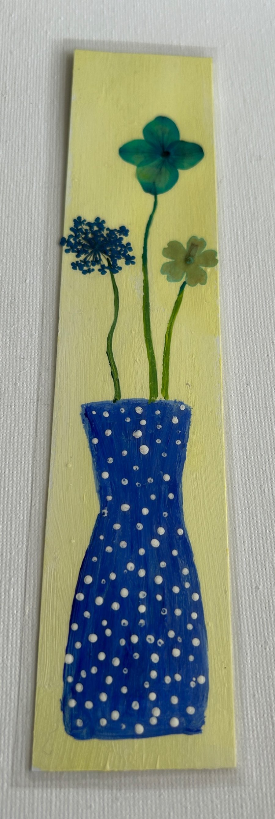 Handmade bookmark original floral artwork. Double sided