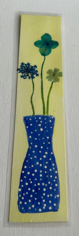 Handmade bookmark original floral artwork. Double sided