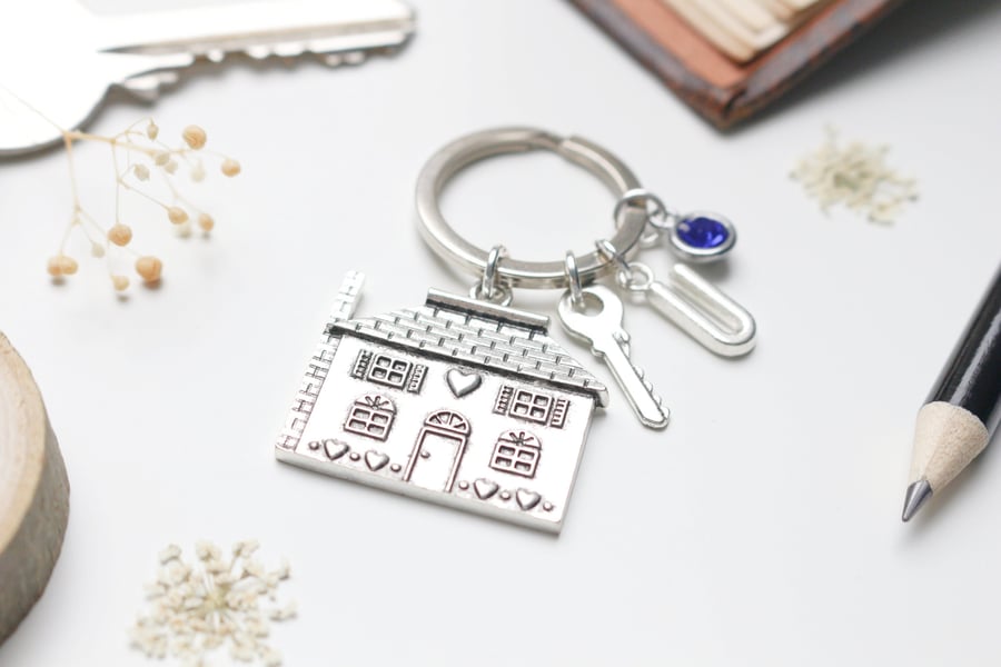 New Home Personalised Keyring - Housewarming Gift. Moving House Keepsake. 