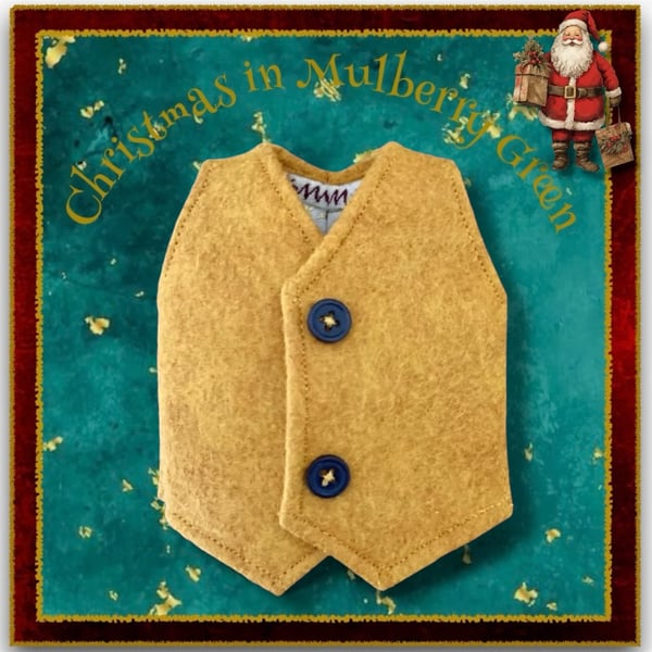 Tailored Felt Waistcoat - Lined with Gold Leaf Print Cotton