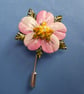 PINK APPLE BLOSSOM FLOWER PIN Wedding Lapel Flower Brooch HANDMADE HAND PAINTED - Image 2