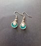 Blue and silver scallop and pearl charm dangle earrings  - Image 2