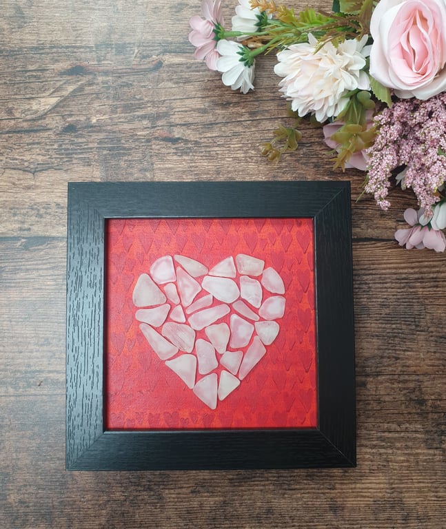 Framed Sea glass heart
