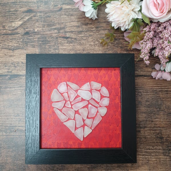 Framed Sea glass heart