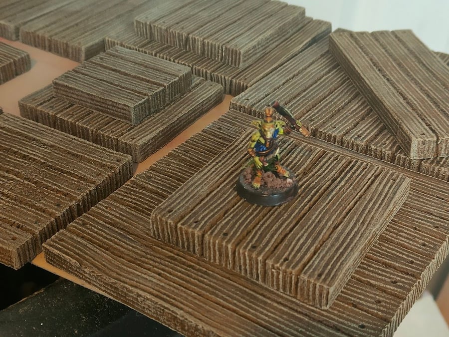 15 Wooden Floor Set - Crates Pallets Planks Dock Modular Terrain DnD 40K TTRPGS