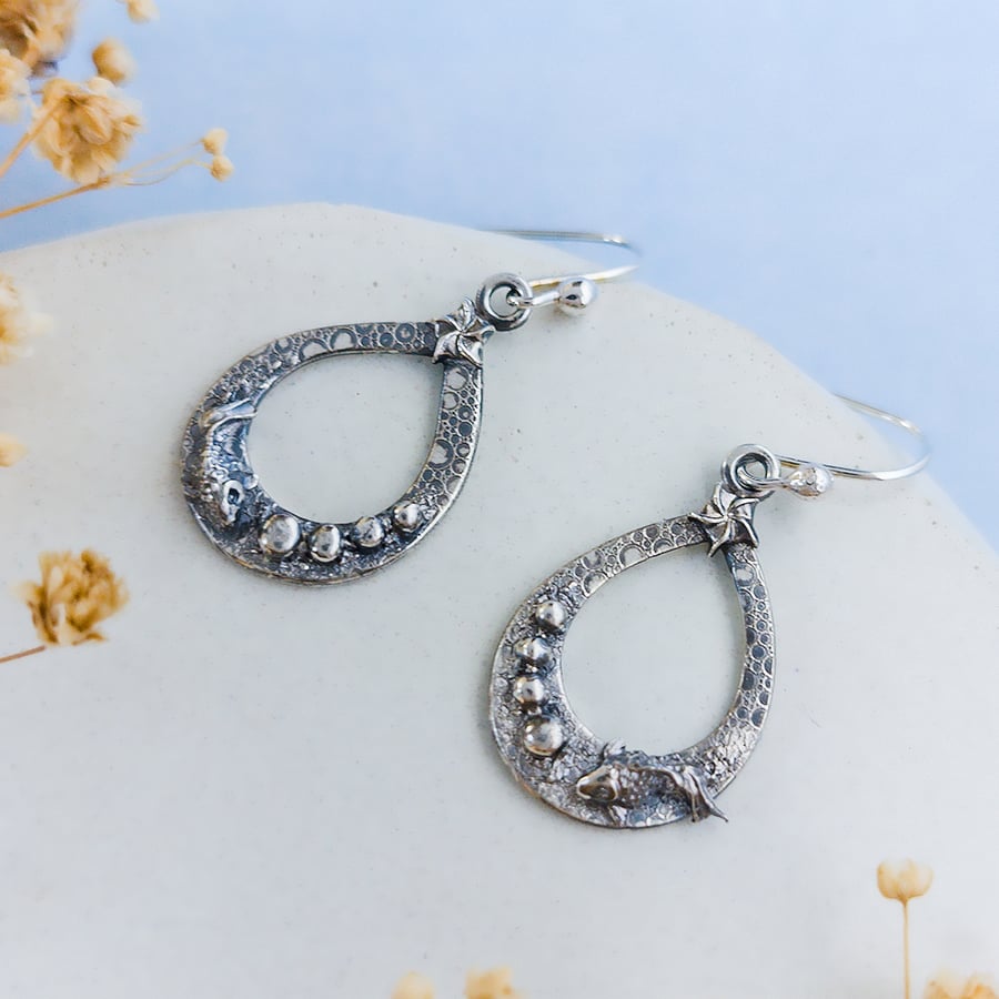 Ocean-Inspired Teardrop Earrings – Recycled Fine Silver