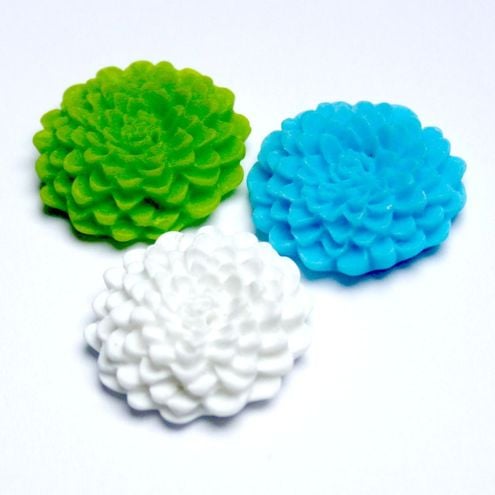 Resin Flower Cabochons - 3pcs