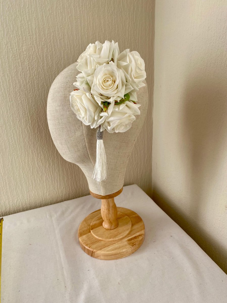 White Rose Bridal Rockabilly Hair Flower