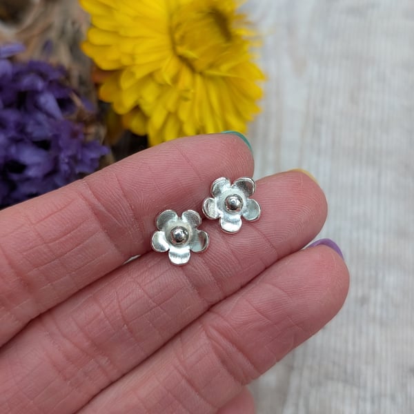 Sterling Silver Flower Stud Earrings