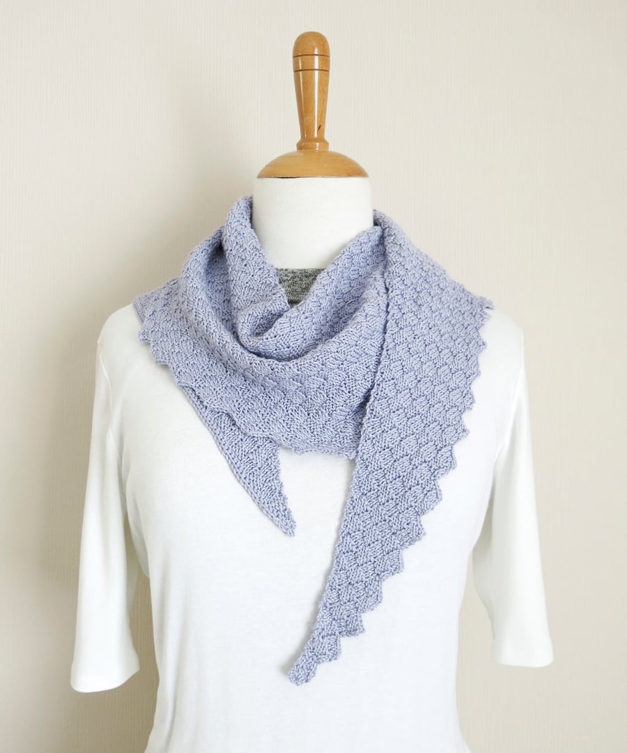 Lilac Texured Scarf. Hand Knit Scarf.